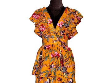 Birds Of Paradise Ruffle Dress