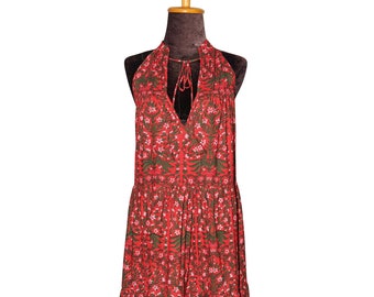 Floral Printed Halter Neck Maxi Dress - Party dress