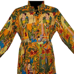 Women&#39;s Tiered Dress - Gathered Maxi Dress - Maxi Tiered Dress -Frida Cahlo Printed Tiered Dress