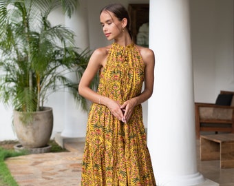 Women's Tiered Dress - Floral Maxi Dress