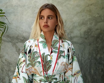 Safari print Kimono Robe