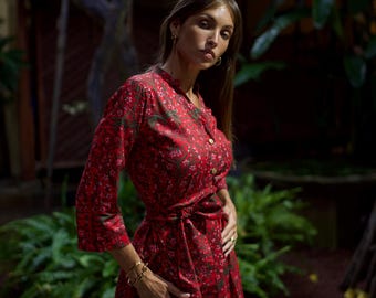 Floral Box Pleated Maxi Dress