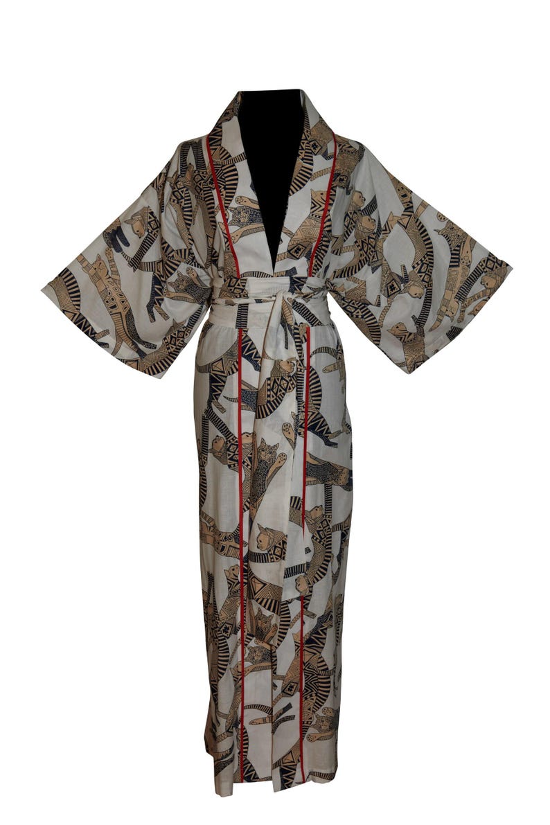 Cat Print Kimono - Robe - Etsy