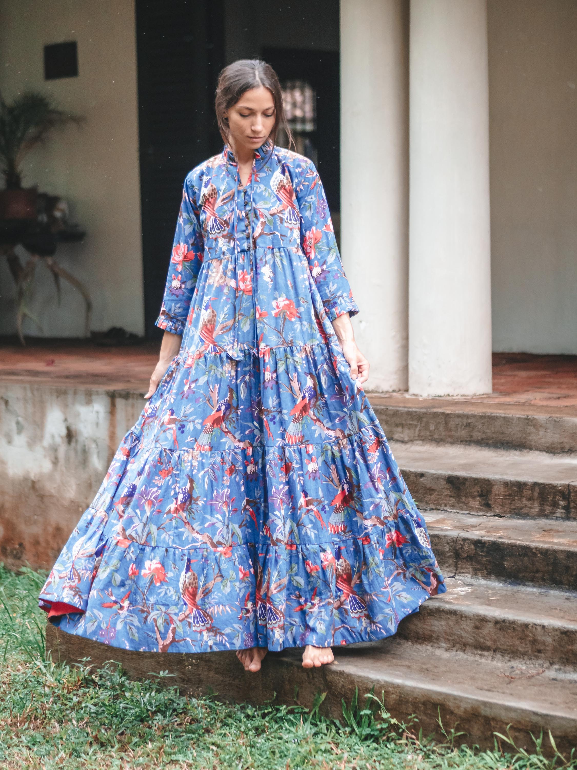 Floral Printed Maxi Dress - Bird of Paradise Print - Etsy UK