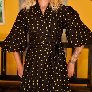 Luxury Handloom Gold Polka Dot Wrap Maxi Dress image 3