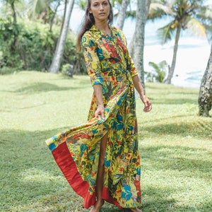 Wrap Around dress with Frida Kahlo print Maxi Dress Long Dress image 5