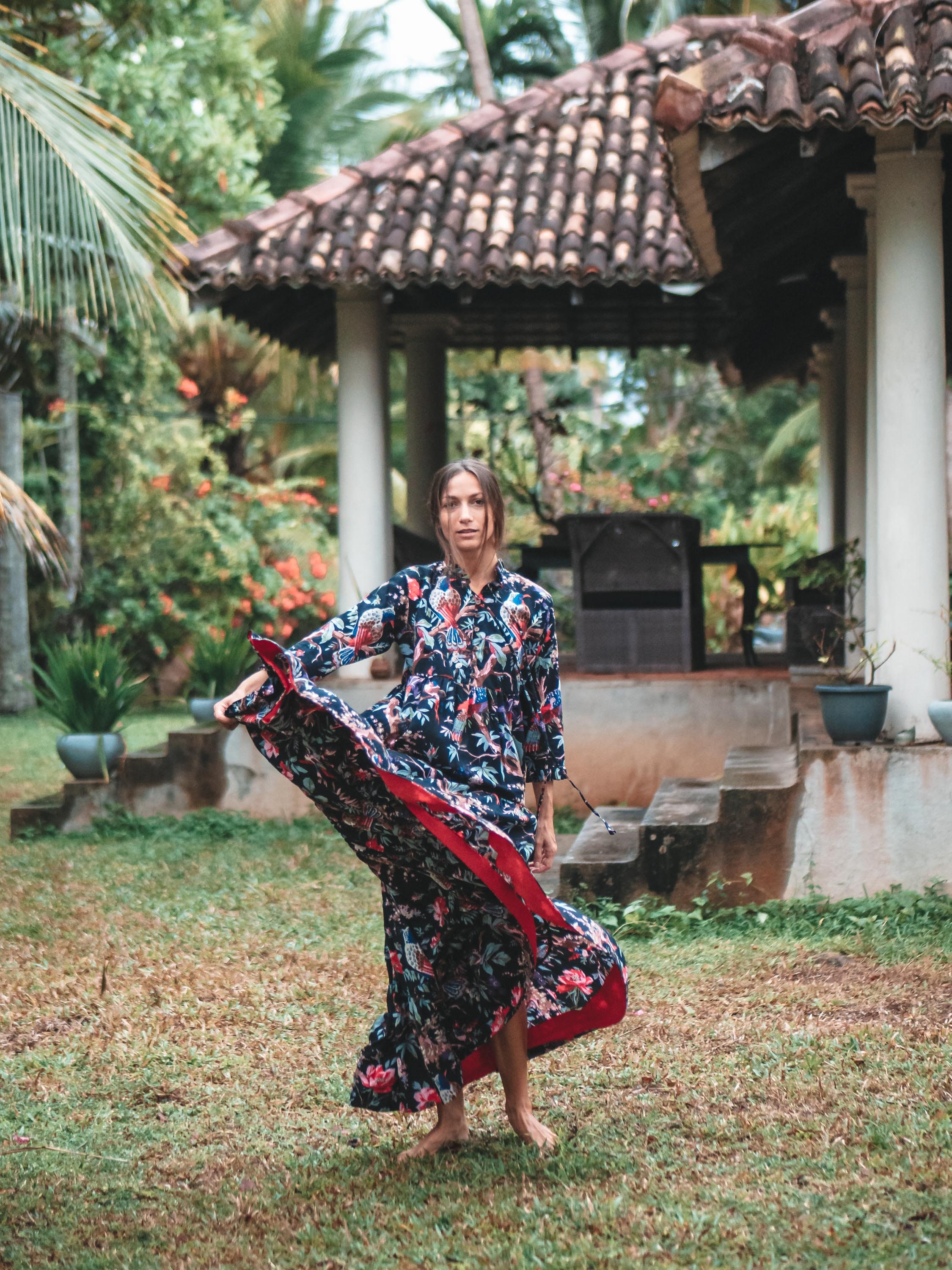 Floral Printed Maxi Dress Bird of Paradise Print | Etsy UK