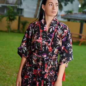 Fair trade White Bird of Paradise Dressing Gown 100% Cotton main image 0