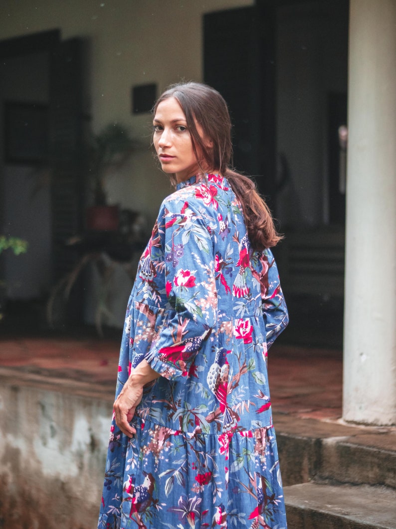 Bird of Paradise Maxi Dress- Women's Tiered Dress - Gathered Maxi Dress ...