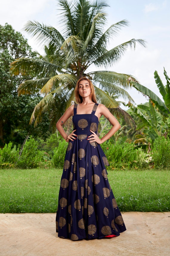 chinese dress ladies Peppermint Wide-Strap Maxi Dress – Brooklyn Motif Printing main image 1