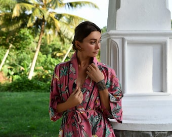 Safari printed kimono robe