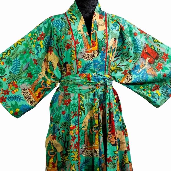 Frida Kahlo kimono robe - Kimono cover up - bath robe