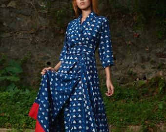 Indigo Wrap Maxi Dress