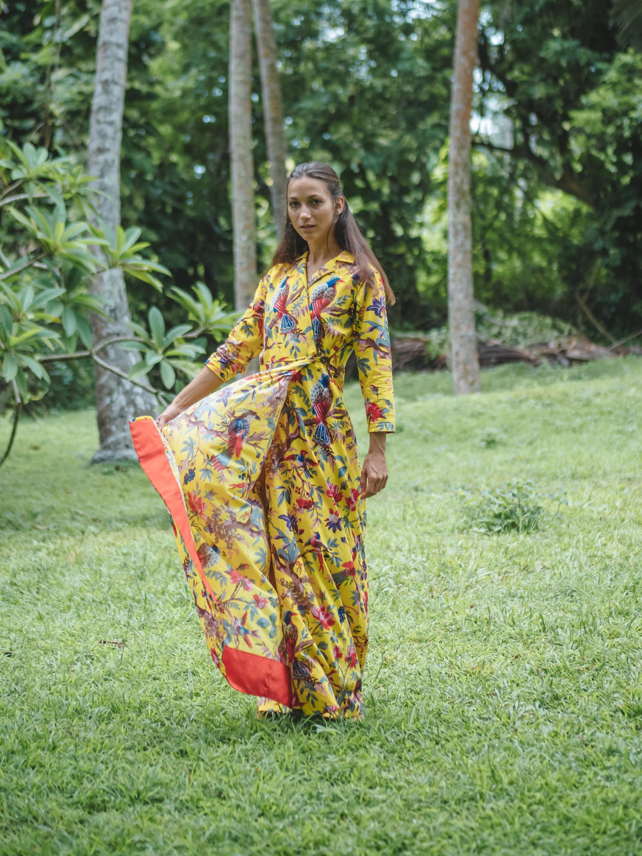Bird of Paradise Wrap Maxi Dress - Floral Dress - Wrap Around Maxi Dress