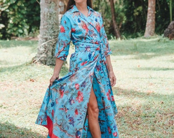 Bird of Paradise Wrap Maxi Dress - Floral Dress - wrap around maxi dress