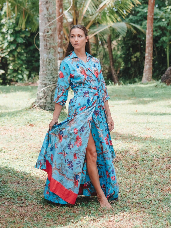 Bird of Paradise Wrap Maxi Dress - Floral Dress - wrap around maxi dress