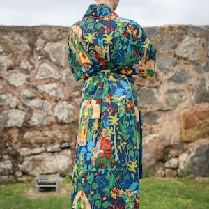 Frida Kahlo inspired cotton Kimono robe Bridesmaid robe Floral kimono robe Pyjama cover Beach cover zdjęcie 7