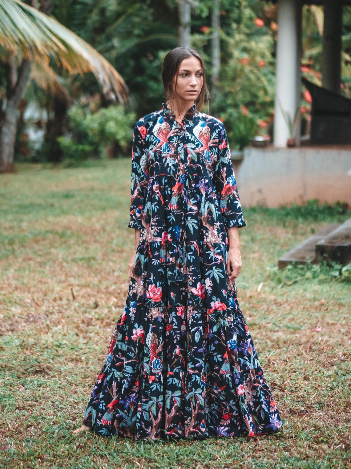 Floral Printed Maxi Dress Bird of Paradise Print | Etsy