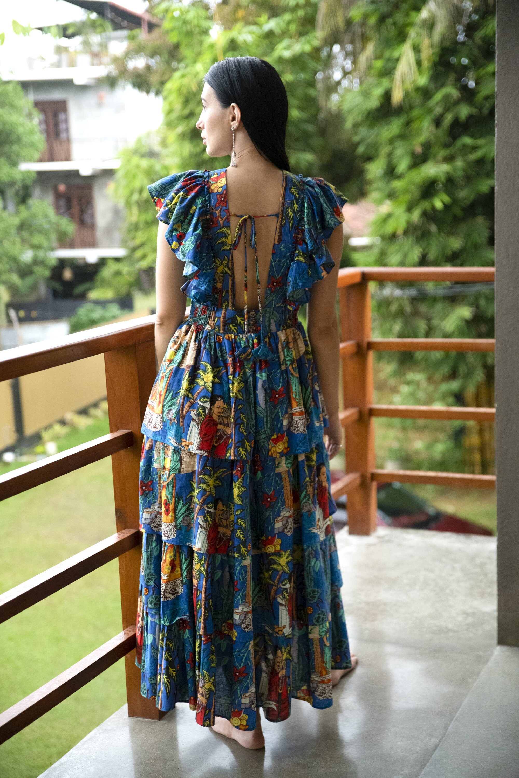 frida kahlo blue dress Blue Frida Kahlo Ruffle Dress