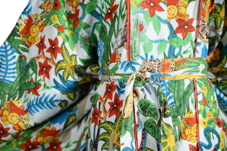 Frida Kahlo inspired cotton Kimono robe Bridesmaid robe Floral kimono robe Pyjama cover Beach cover zdjęcie 5