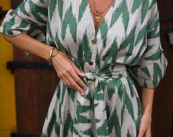 Ikat Print Maxi Dress
