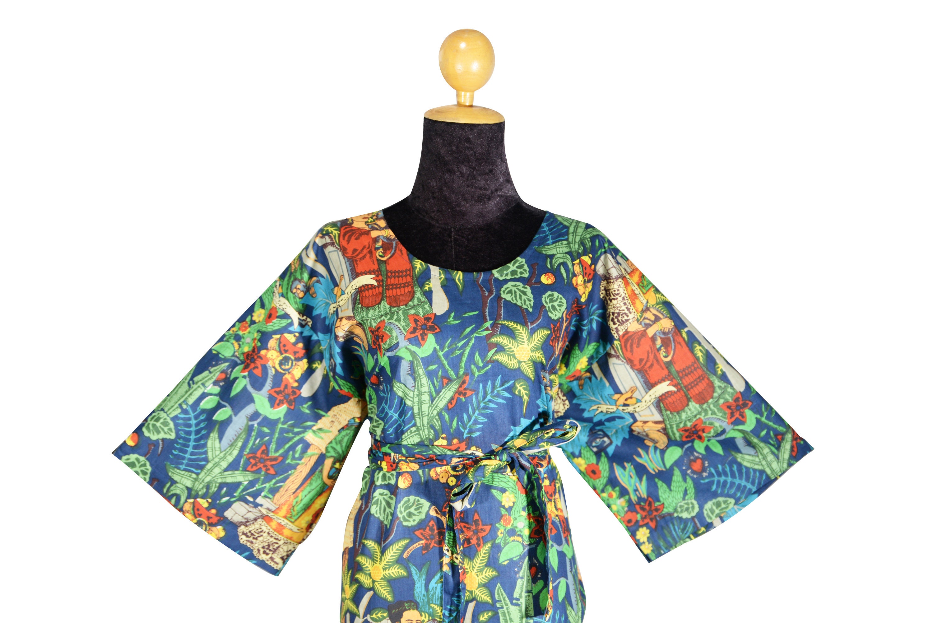 Image of Frida Khalo Long Maxi Dress , Kaftan Dress - For Beach Party Holiday Wedding- Art Event