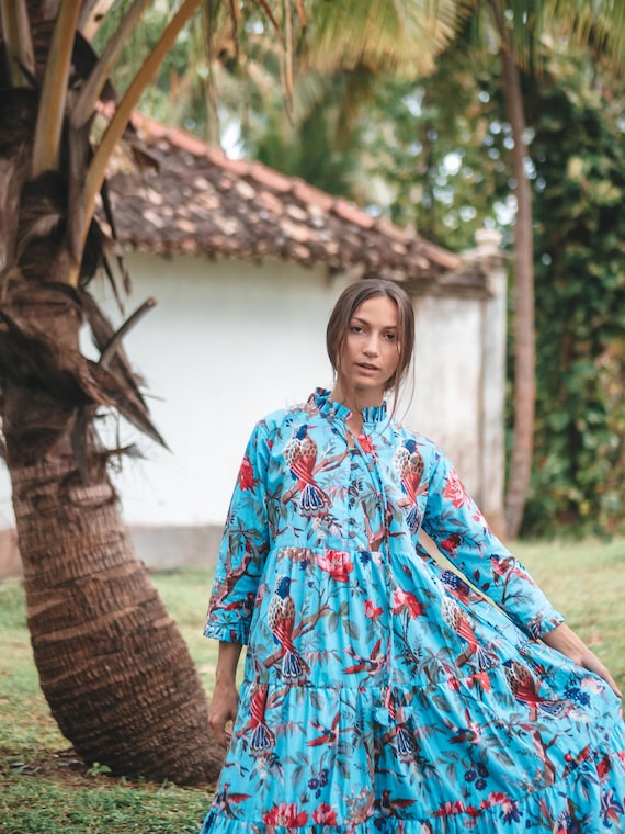 Bird print maxi dress cheap