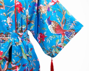 Bird print kimono - bird print robe
