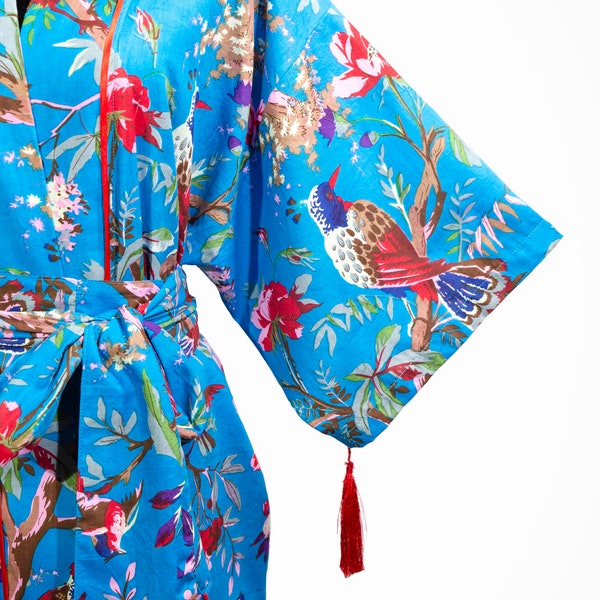 Bird print kimono - bird print robe