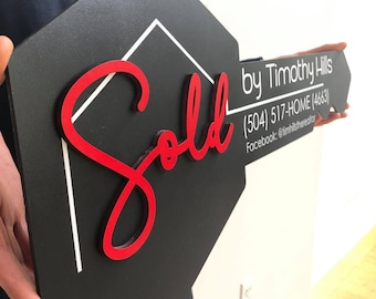Realtor Key Sold Sign, 3D Closing Photo Prop, Black Key Sign for Realtors, Realtor Gift, Closing Sign, Sold Sign, Realtor marketing