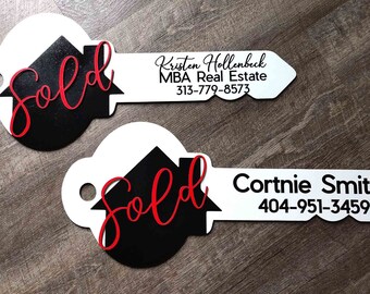 Personalized SOLD Key Sign, Realtor Photo Prop, Marketing Gift