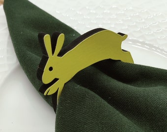 Wooden Napkin Rings with Easter Bunny - Perfect for Easter Dinners and Bunny-themed Celebrations