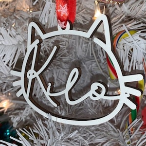 Personalized Cat Ornament, Cat Christmas Gift, Gift for Cat Lover, Custom Christmas Ornament, Cat Lover Gifts,Gift for Pet,Cat Name Ornament