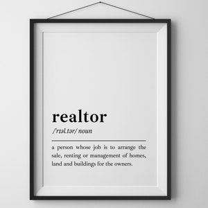 Realtor Definition Poster, Realitäten Büro Dekor, Realtor Dekor, Makler Illustration, Real Objekt Interior, Illustration, Sofort Download