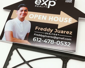 Custom House Shaped Yard Sign, Open House Yard Sign, Directional Sign Open House, Yard Corrugated Plastic Sign, Realtor Bandit Sign, Flute