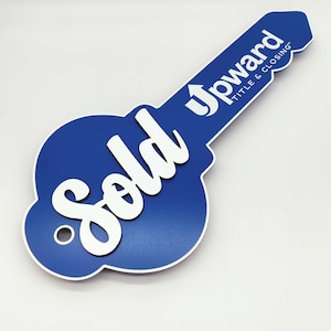 Sold Key Sign, 3D Key Sold Sign, Closing Photo Prop, Classic Key Sign for Realtors, Realtor Gift, Closing Sign, Custom Blue Sign