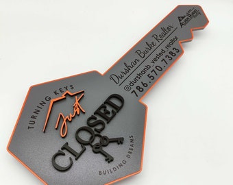 Just Closed, Key Sold Sign, Closing Photo Prop, 3D Key Sign for Realtors, Realtor Gift, Closing Sign, Sold Sign, Custom Gift, Custom Key