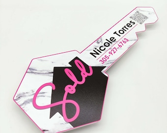 Sold, Personalized Realtor Marketing Key Sign, Realtor Social Media Photo Prop, Customized Sold Sign, Realtor Gift, Realtor Key Sign
