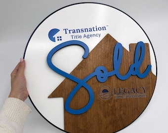 Custom Realtor Sold Round Sign, Personalized Real Estate Closing Prop