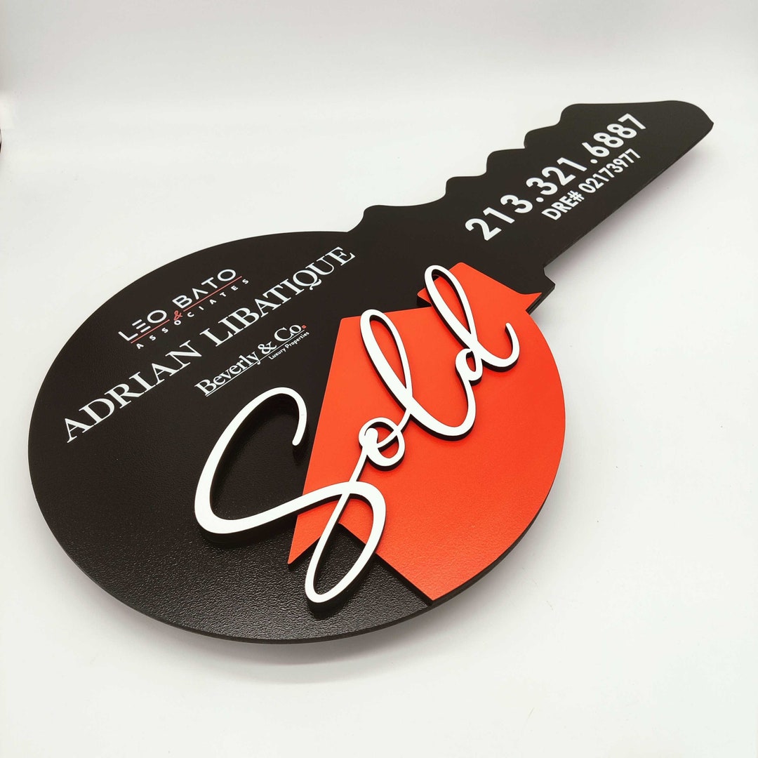 Sold Prop Sign Sold Key Sold Sign, Closing Photo Prop, Modern Key Sign for Realtors ...