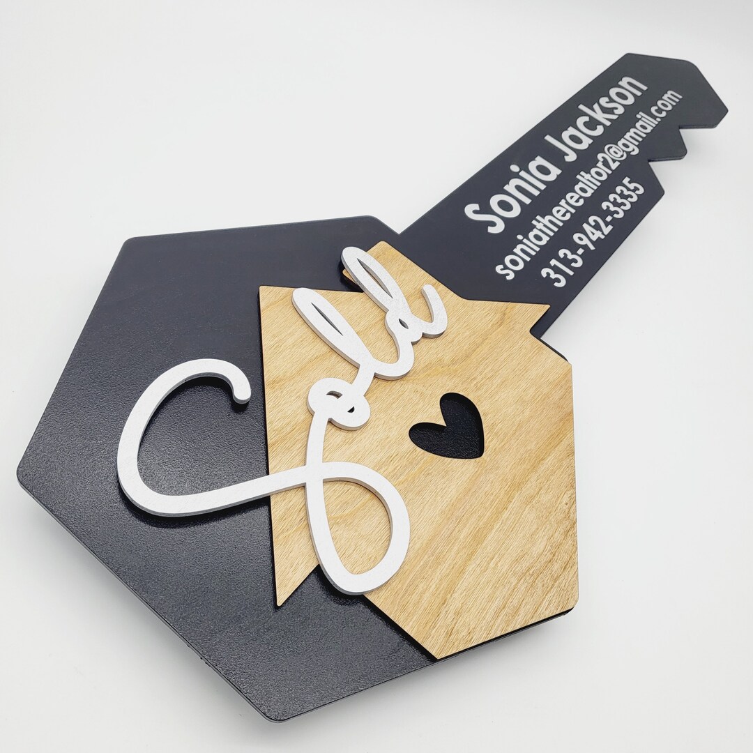 Sold Sign, Realtor Key Sign, Closing Photo Prop, Wood House Key Sign ...