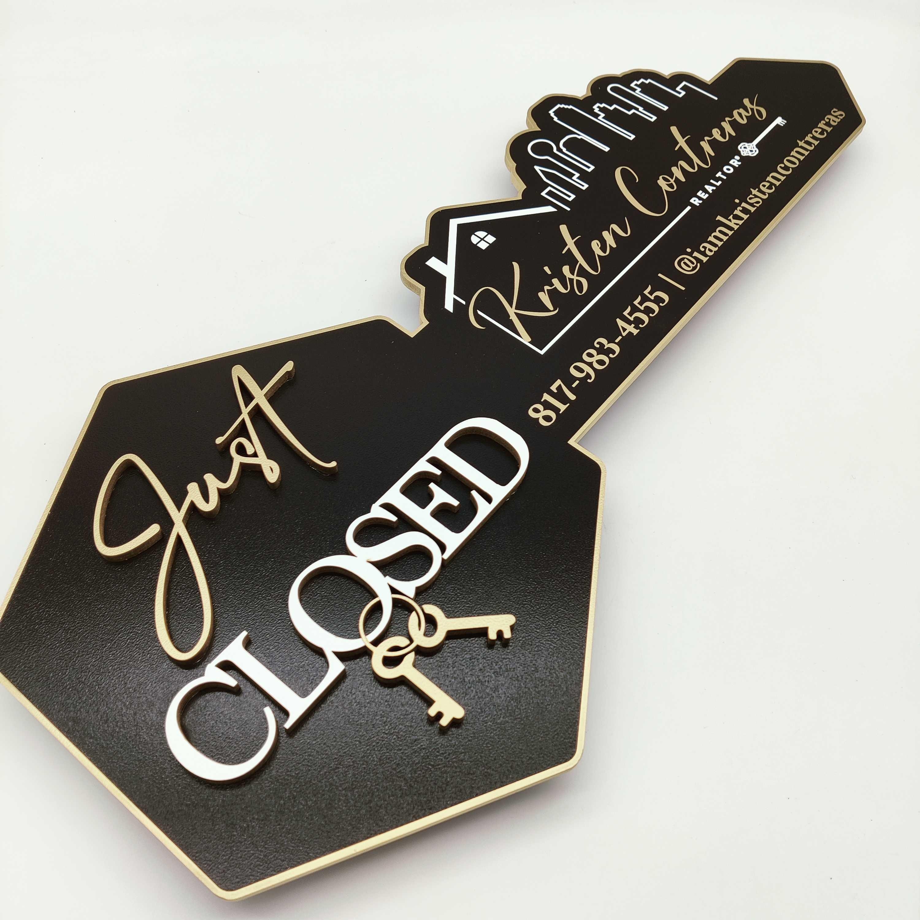 Just Closed, 3D Key Just Closed Sign, Closing Photo Prop, Modern Key Sign for Realtors, Realtor Gift, Closing Sign, Sold Sign, Custom
