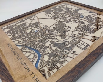 CUSTOM Laser Cut Map of Any City in the World, City Map Engraved, 3D Wood Map of the City, Personalized Wood Wall Art, Wooden Style Map