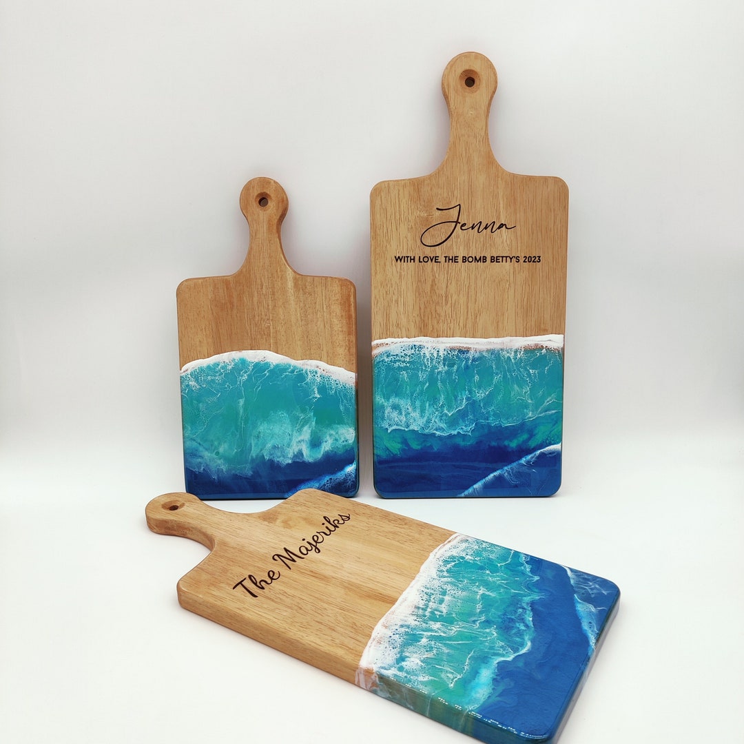 Ocean Epoxy Resin Wooden Cutting Board Personalized Cutting Etsy