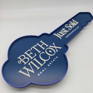 Just Sold, Blue Key Sold Sign, Closing Photo Prop, Modern Key Sign for Realtors, Realtor Gift, Closing Sign, Sold Sign, Custom