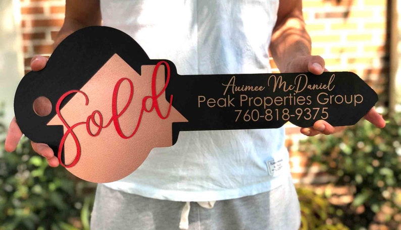 REALTOR Sold Key SOLD sign in a key shape for realtorsHouse | Etsy