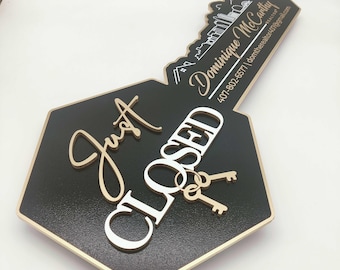 Just Closed, 3D Key Sign, Orlando Custom Photo Prop, Modern Key Signage for Realtor