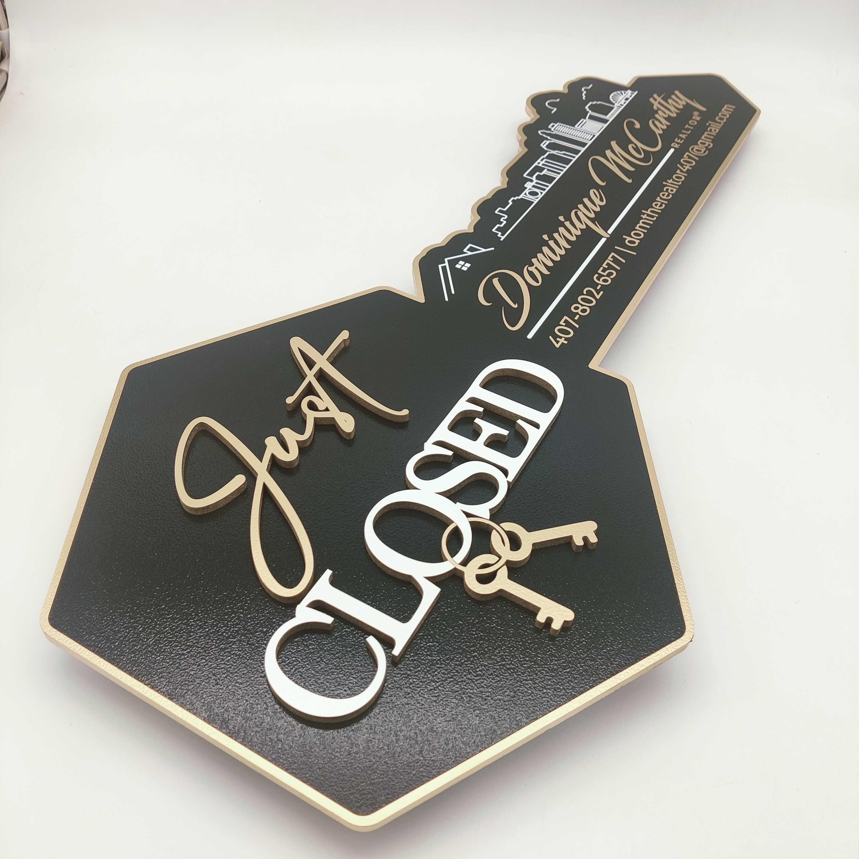 Just Closed, 3D Key Sign, Orlando Custom Photo Prop, Modern Key Signage ...