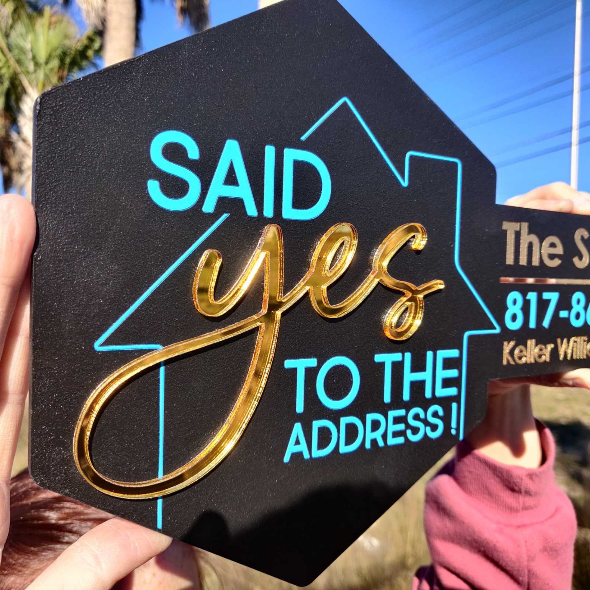 Realtor Key Sold Sign With Acrylic Elements Modern Key Sign - Etsy