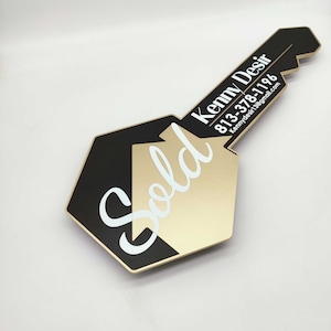 Sold Sign, Realtor Key Sign, Real Estate Marketing, Custom Realtor Key Sign, Gift for Realtors, Sold Key, Custom Gift for Realtor